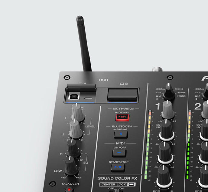 Pioneer DJ DJM-A9 mit 2 USB Anschlüssen und Bluetooth